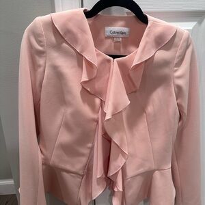 Calvin Klein Women's Blush Ruffle Blazer